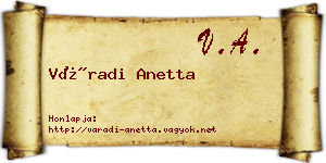 Váradi Anetta névjegykártya