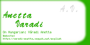 anetta varadi business card